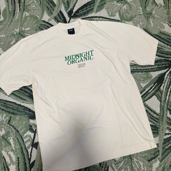 HUF X MIDNIGHT ORGANIC H T-SHIRT LARGE CREAM LARRY JUNE - Picture 5 of 8